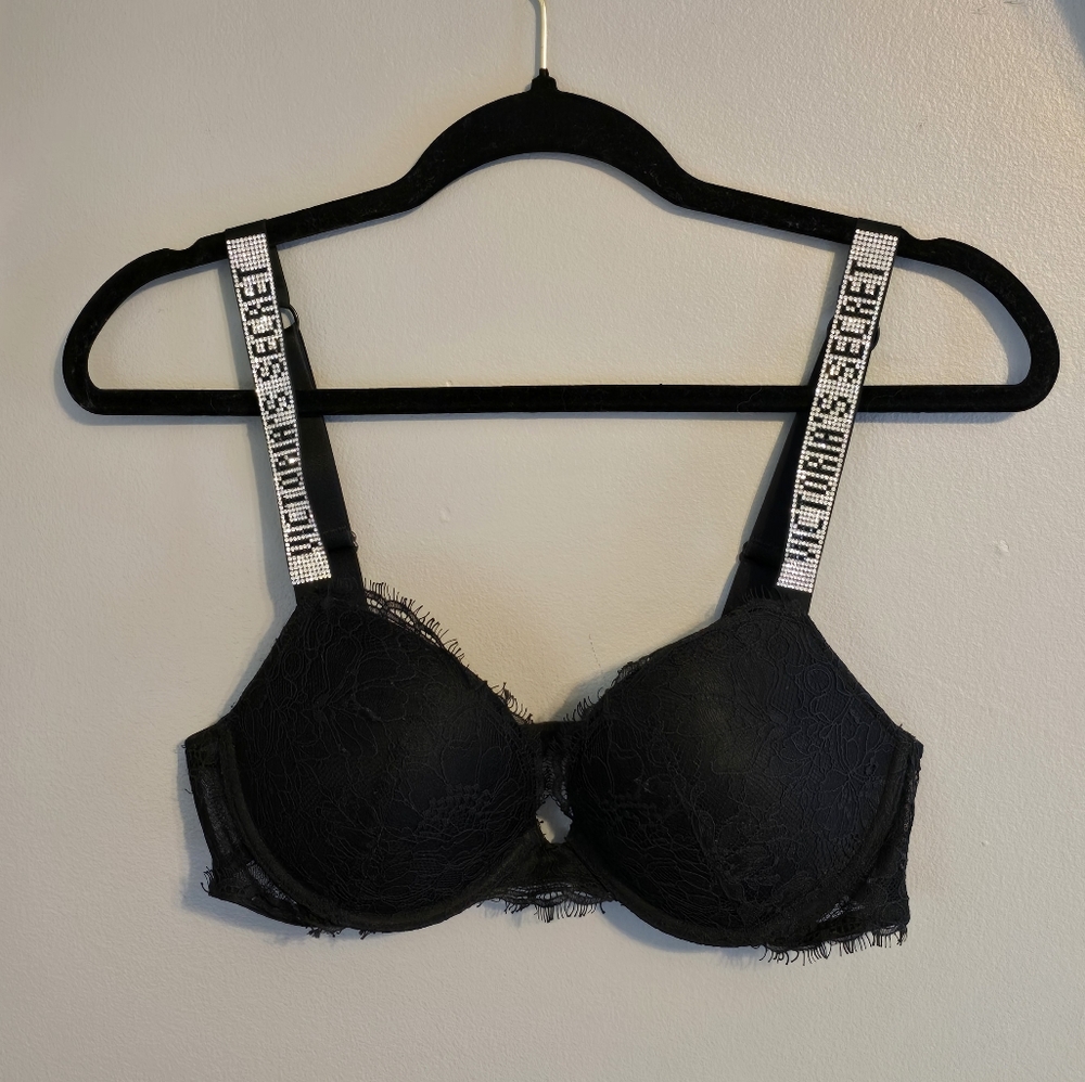 Victoria's Secret Black Bra with Embellished Straps